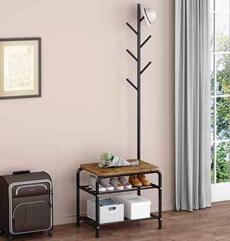 Appendiabiti con panchetta realizzato con tubi in metallo Misure 54x35x170cm