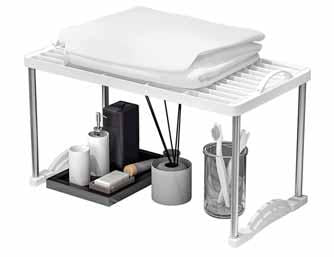 Scaffale Mensola 55x22,5x35,5 cm in Metallo e Plastica Silver/Bianco