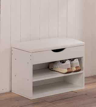 Panca da Ingresso con Cuscino Imbottito 2 ripiani in legno Bianco Misure 60x30x45 cm