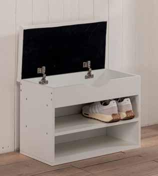 Panca da Ingresso con Cuscino Imbottito 2 ripiani in legno Bianco Misure 60x30x45 cm