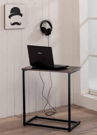 Tavolino / Scrivania Tavolo Porta Pc Computer Metallo Nero con piano di colore Noce 60x36x66cm