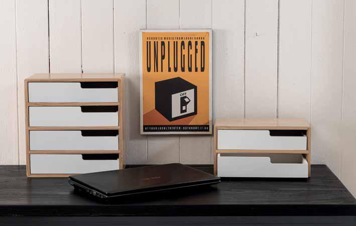 Cassettiera con Cassetti in Legno Paulownia e MDF