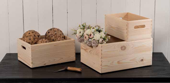 Set 3 Cassette Multiuso in Legno Pino Naturale Multiplo non Verniciato