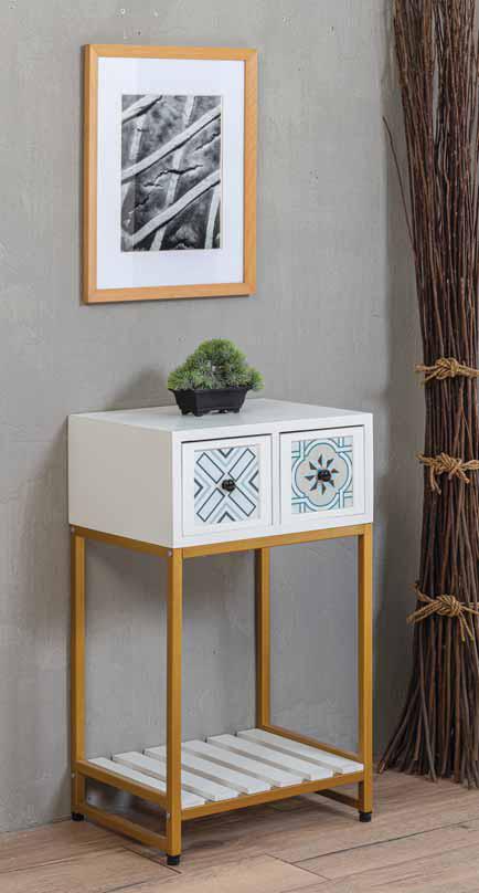 Consolle 2 Cassetti in Legno  Bianco 46x35x77 cm