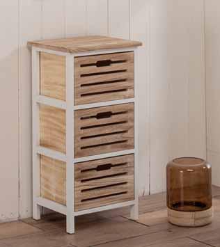 Cassettiera 3 Cassetti 35x30x70 cm Finitura Effetto Bruciato Bianco/Legno