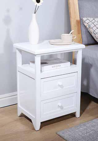 Comodino Bianco con 2 cassetti+ 1  piano Misure 40x30x54,5 cm