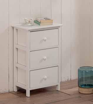 Comodino 3 Cassetti in Legno Bianco Misure 35x25x55 cm