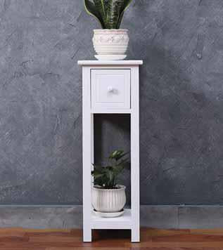 Tavolino laccato Bianco con 1 cassetto e 1 ripiano Misure 25X25X70 cm