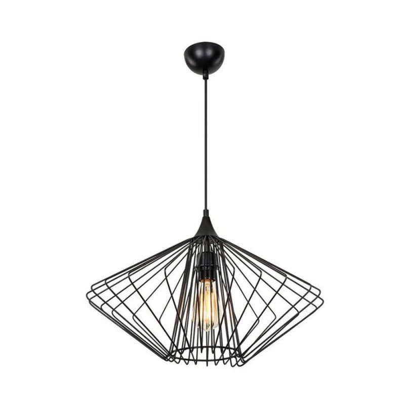 Lampada a sospensione forma Geometrica con filo metallico nero