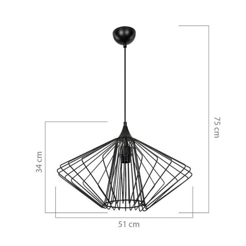 Lampada a sospensione forma Geometrica con filo metallico nero
