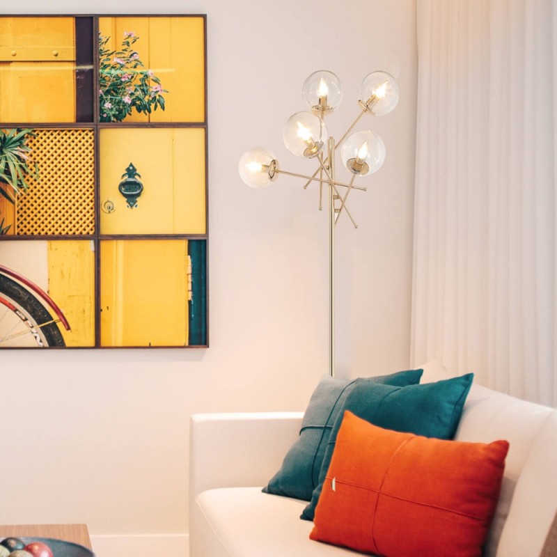 Lampada da terra in metallo colore oro