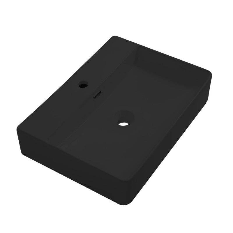 Lavabo da appoggio in ceramica 60x42x13 cm nero opaco