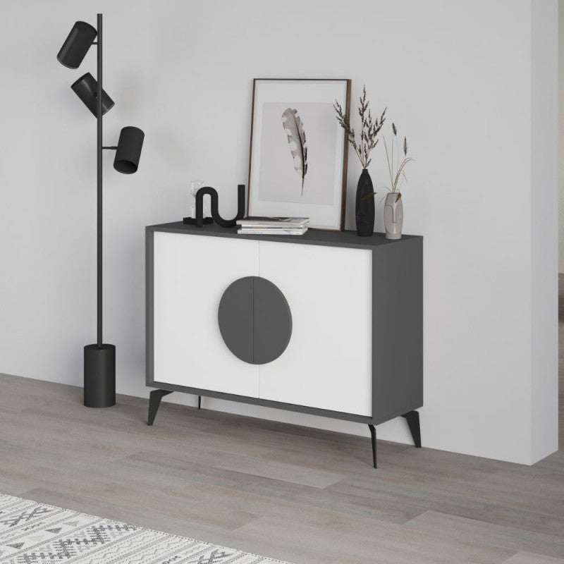 Madia 110 cm struttura colore antracite con ante bianche