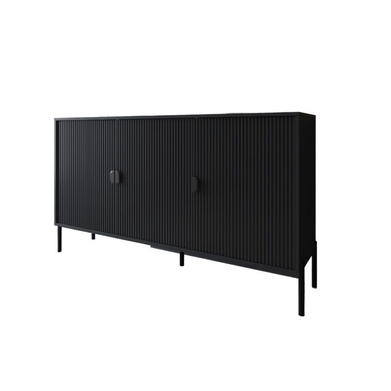 Madia 3 ante cannettate con piedini e maniglie nere