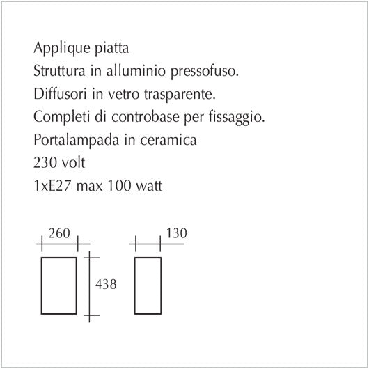 Applique piatta a muro per esterni - scheda tecnica
