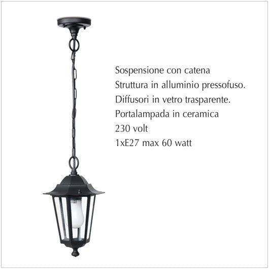 Lanterna a sospensione con catena - Lampada da giardino - scheda tecnica