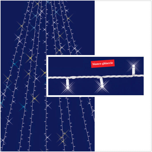 Stringhe luminose flashing Led bianco ghiaccio ideali per addobbi natalizi