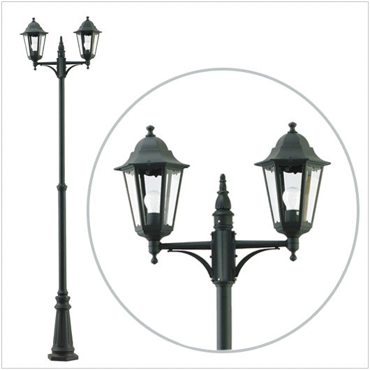Palo con 2 lanterne da esterno - illuminazione da esterno