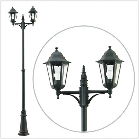 Palo con 2 lanterne da esterno - illuminazione da esterno