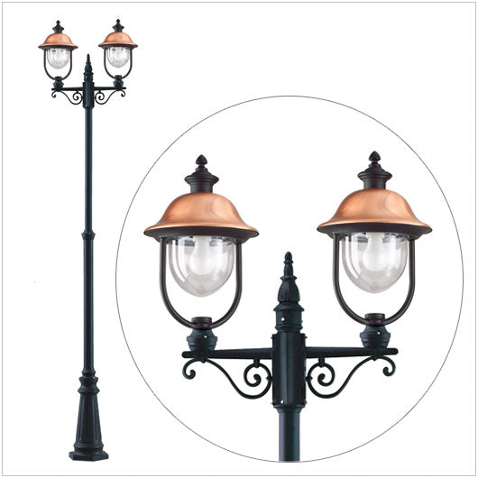 Palo alto da giardino con 2 lanterne