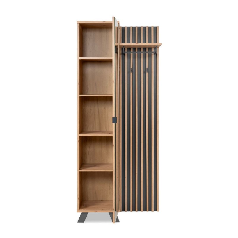 Mobile ingresso Medan cannettato con specchio e 4 ripiani interni