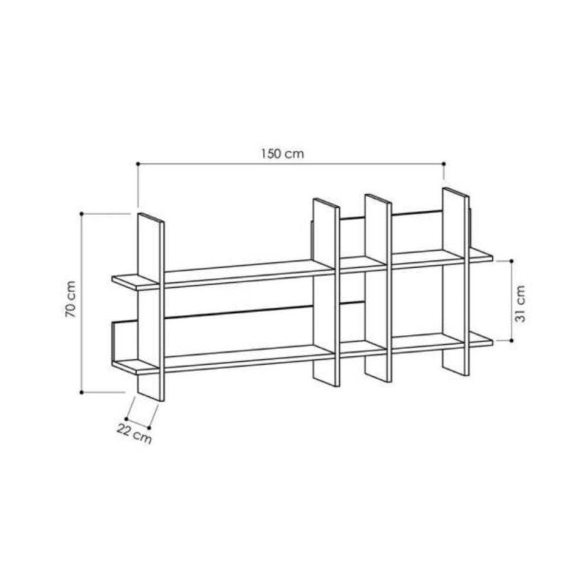 Mensola light mocha 150x22x70h
