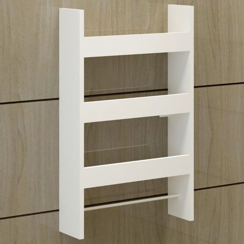 Mensola bianca da parete 3 ripiani + 1 barra appendi utensili