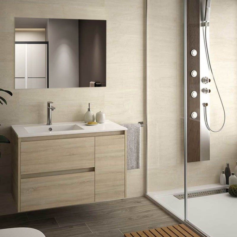 Mobile bagno sospeso con specchio rovere 90x46x54 H