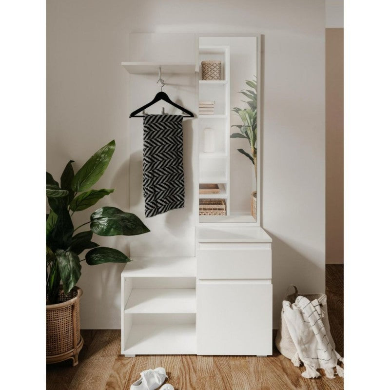 Mobile ingresso bianco con specchio