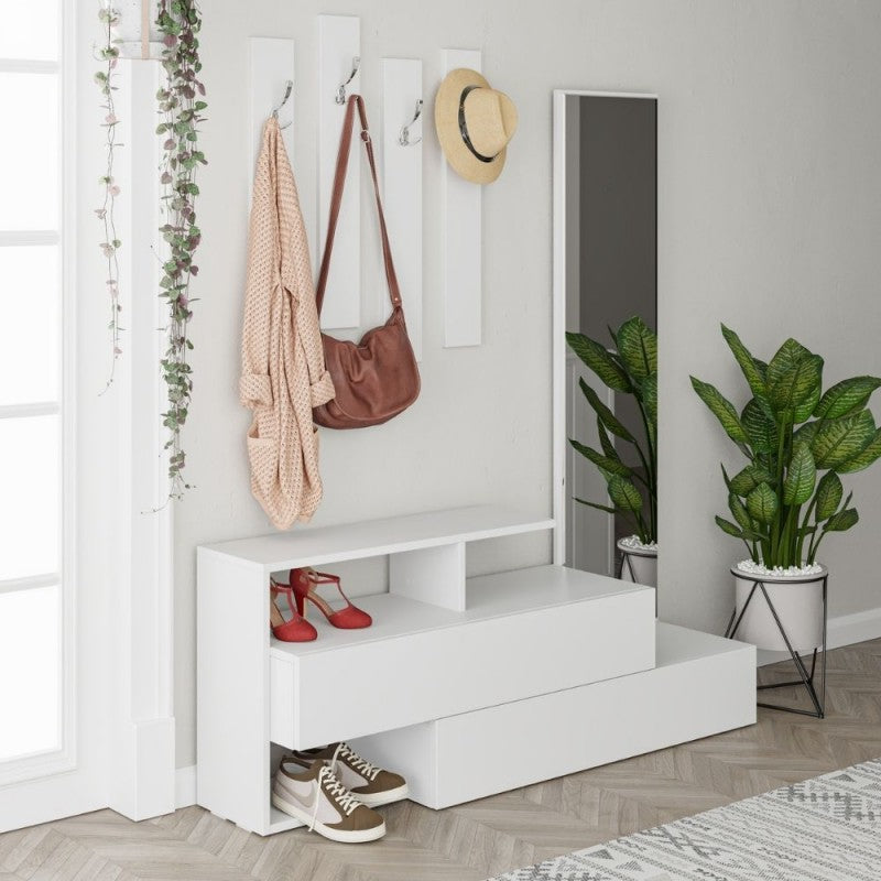 Mobile ingresso bianco con specchio Ramda