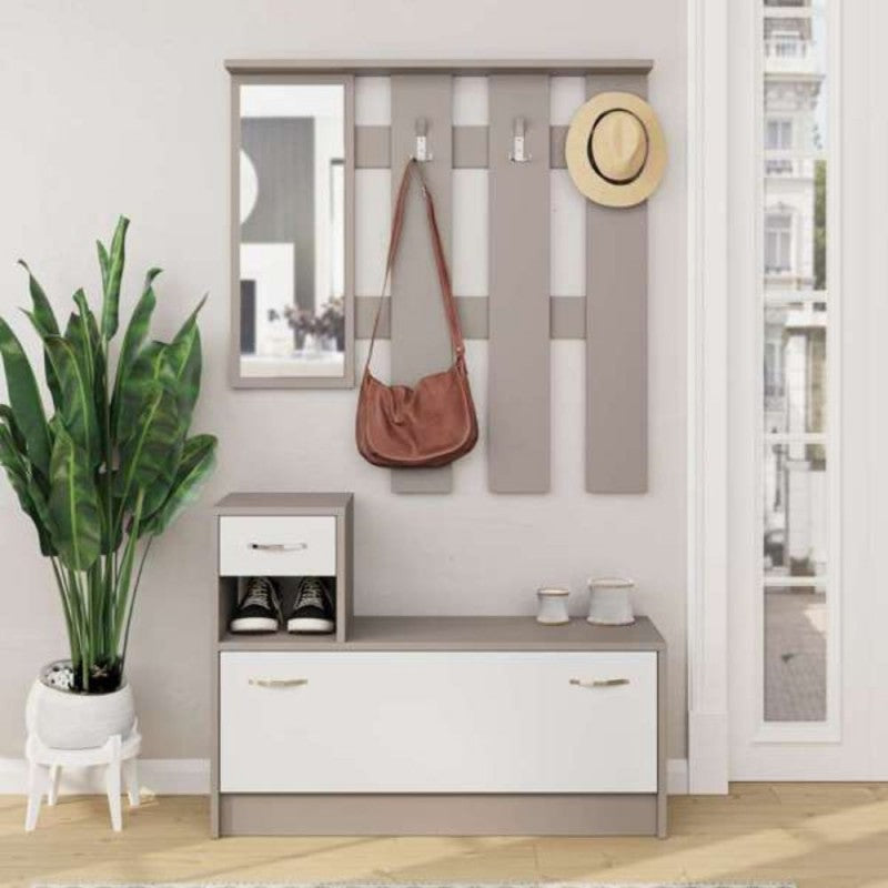 Mobile ingresso con specchio bianco light mocha