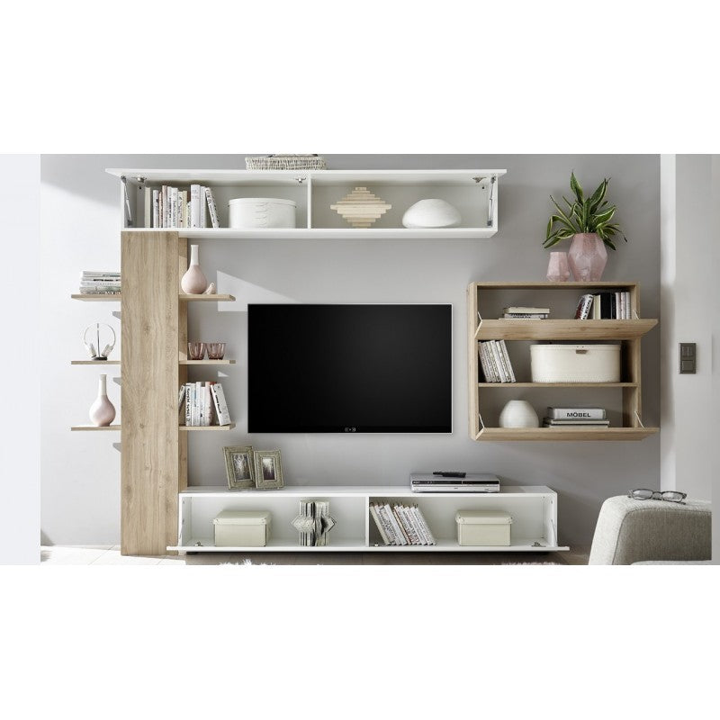 Parete attrezzata con ribalta un pensile e colonna libreria