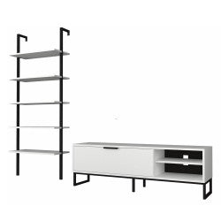 Parete attrezzata porta tv e libreria bianca