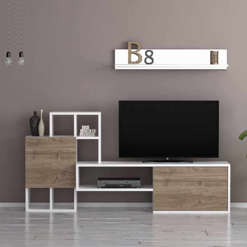 Parete attrezzata bianca frontali noce