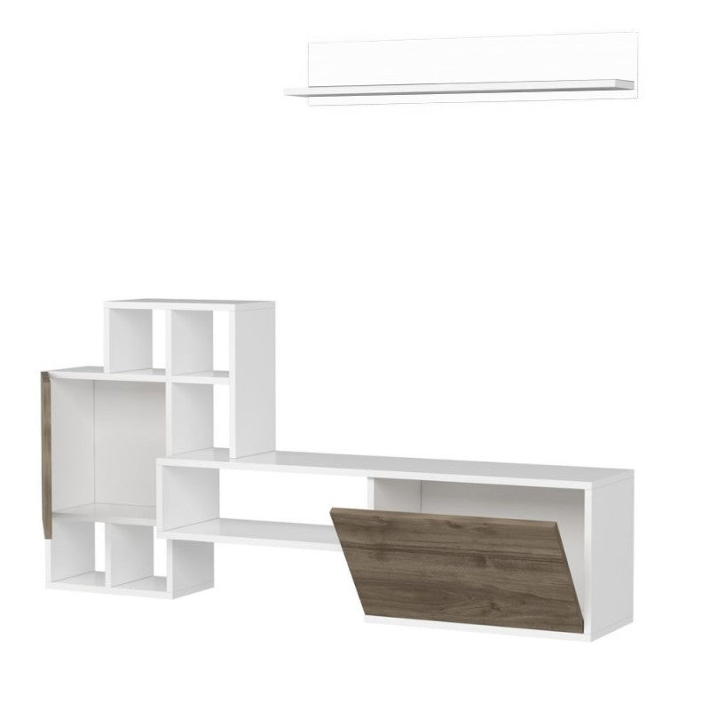 Parete attrezzata bianca frontali noce