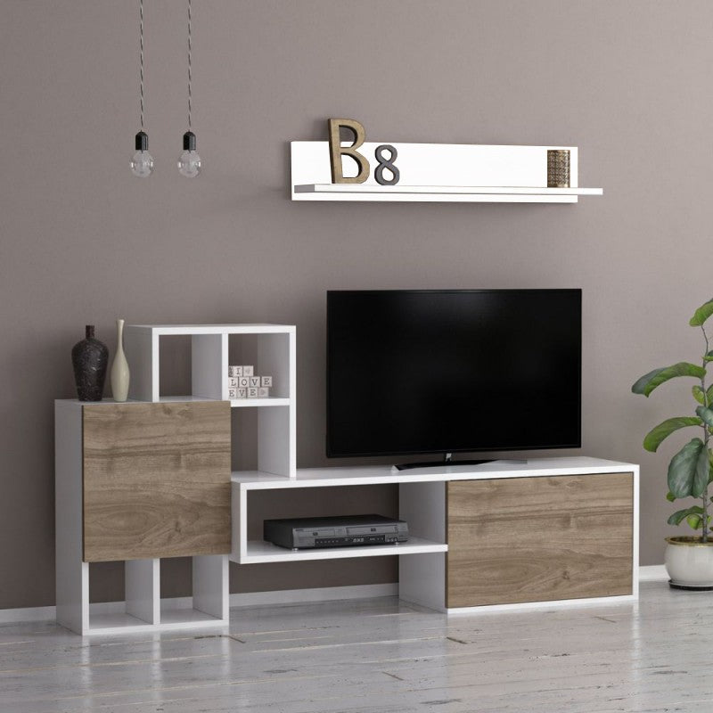 Parete attrezzata bianca frontali noce