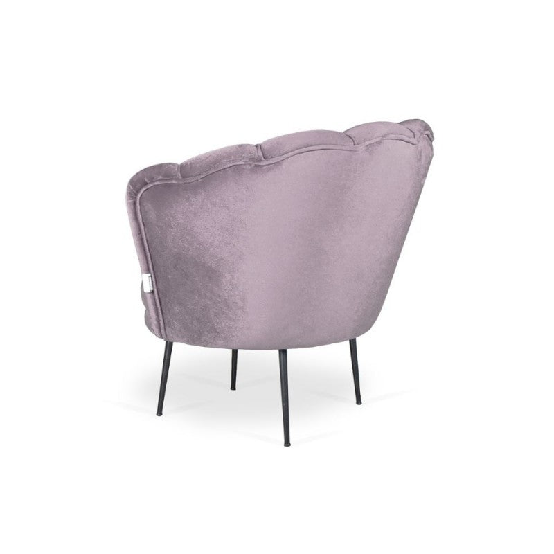 Poltrona forma conchiglia in velluto glicine