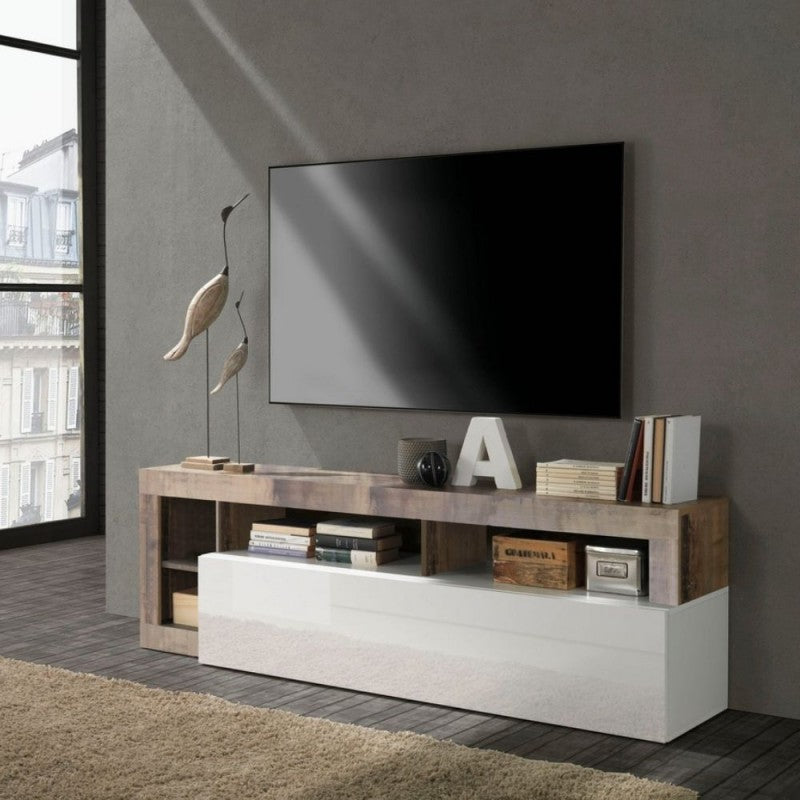 Porta TV  bianco lucido pero 184x42x58H