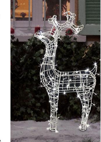 Renna 3D con stringa luminosa H.90cm