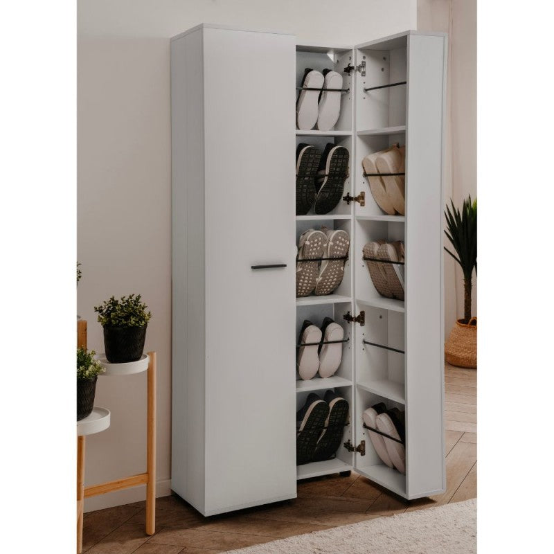 Scarpiera con 2 ante e 5 scomparti colore bianco