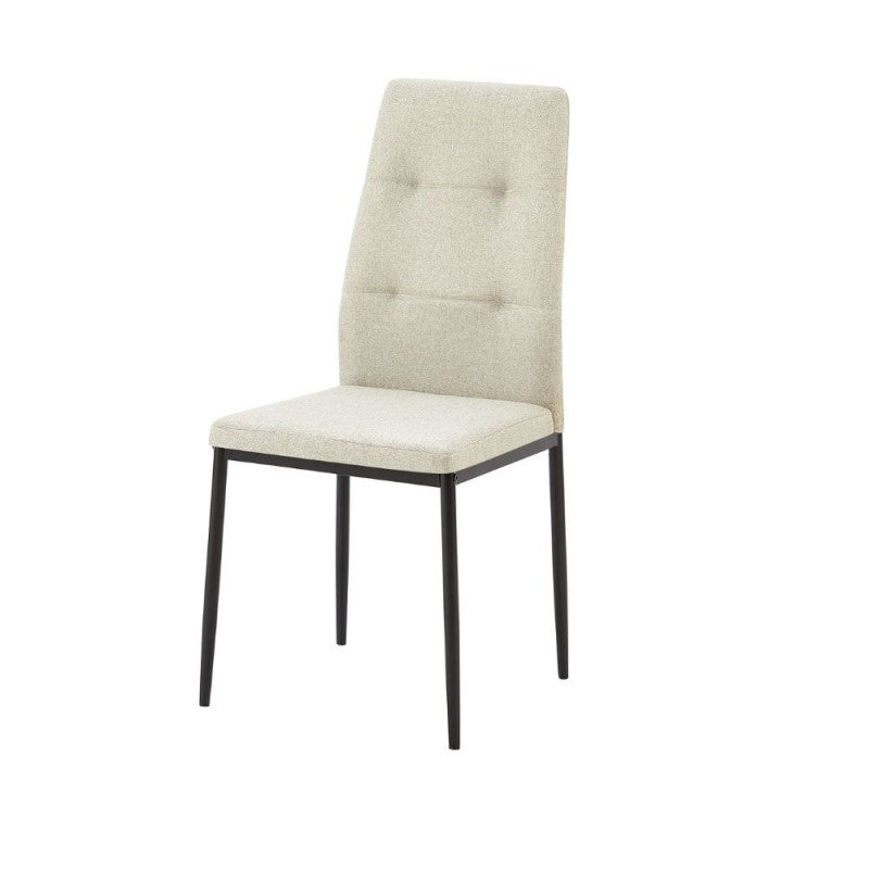 Sedia imbottita  in tessuto beige e struttura in metallo nero Set da 4 Pezzi