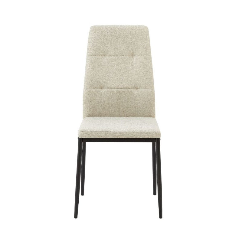 Sedia imbottita  in tessuto beige e struttura in metallo nero Set da 4 Pezzi