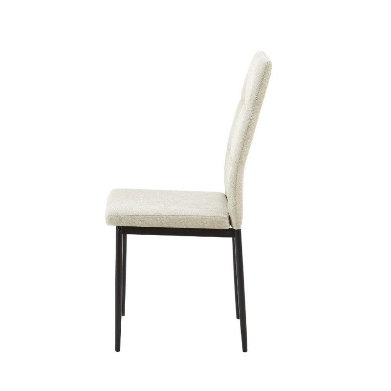 Sedia imbottita  in tessuto beige e struttura in metallo nero Set da 4 Pezzi