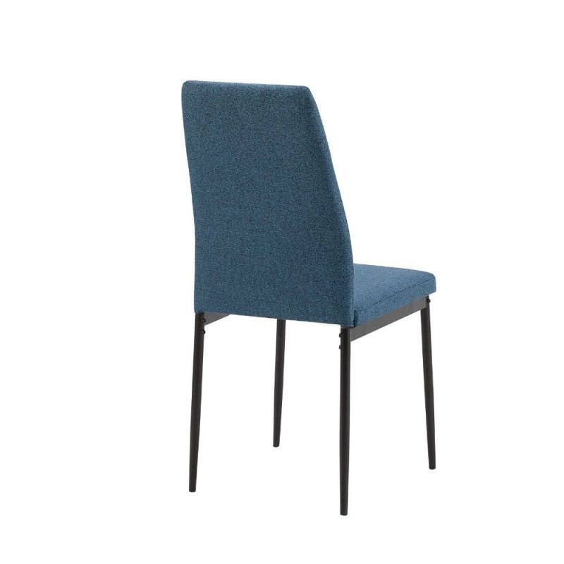 Sedia imbottita da pranzo in tessuto blu Set da 4 pezzi