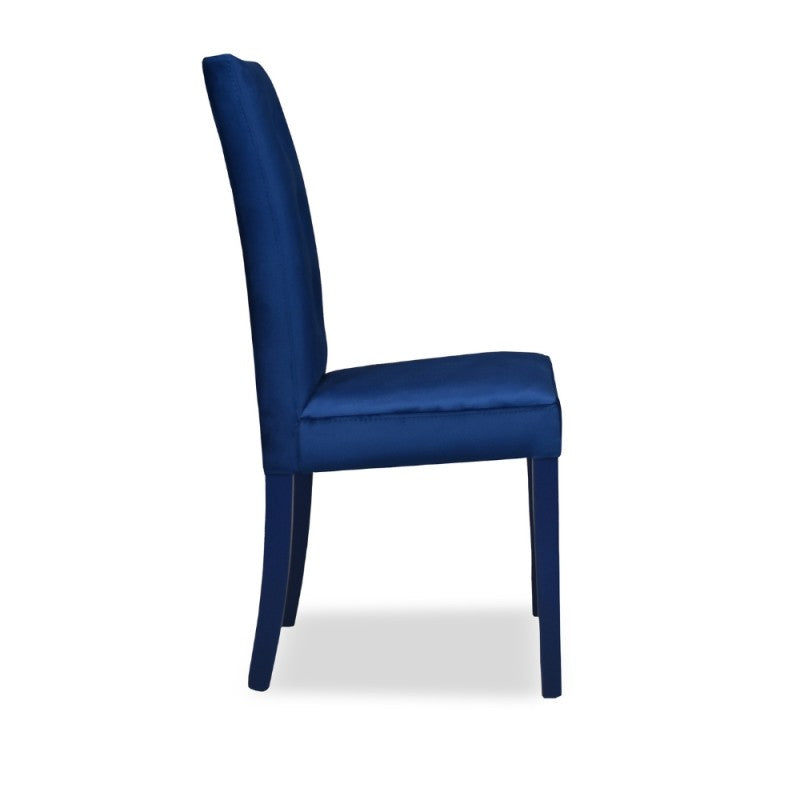 Sedia 3 bottoni in velluto blu e struttura in tinta Set 4 Pezzi