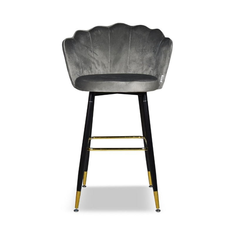 Sgabello in velluto con gambe nere e terminali dorati-Set 02 pezzi