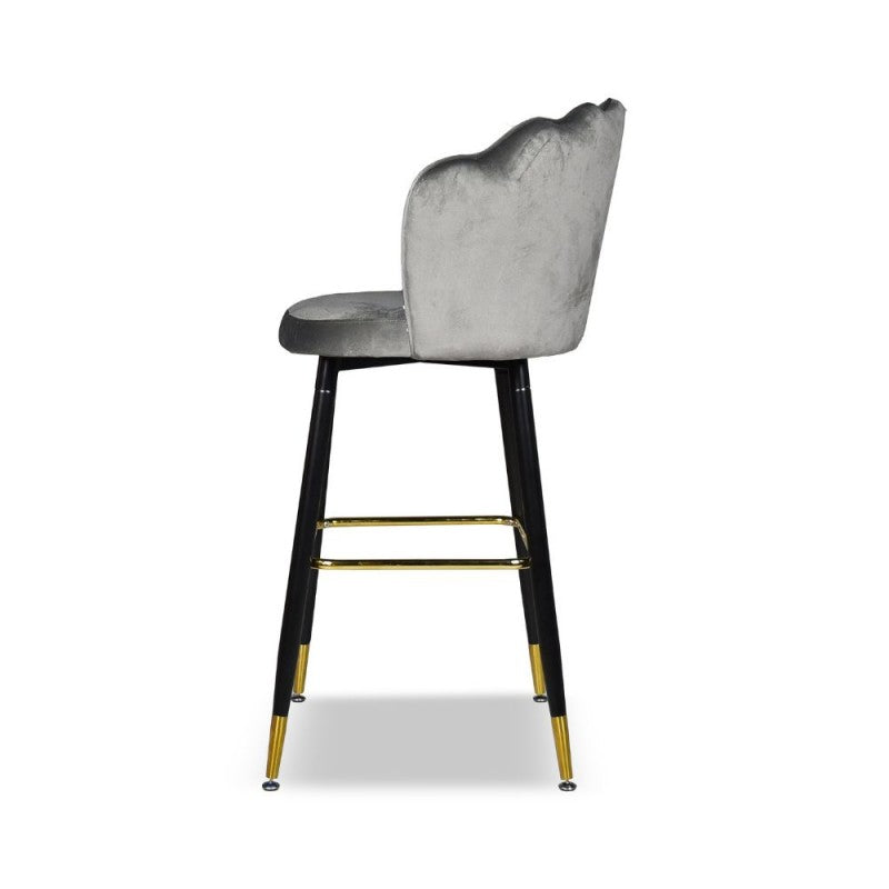 Sgabello in velluto con gambe nere e terminali dorati-Set 02 pezzi