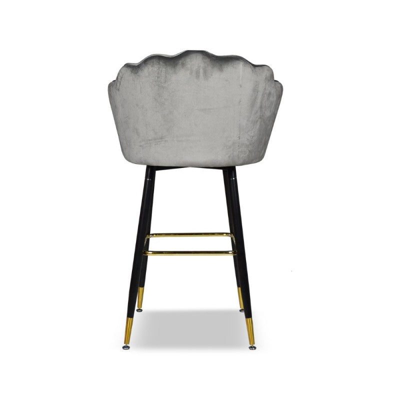 Sgabello in velluto con gambe nere e terminali dorati-Set 02 pezzi