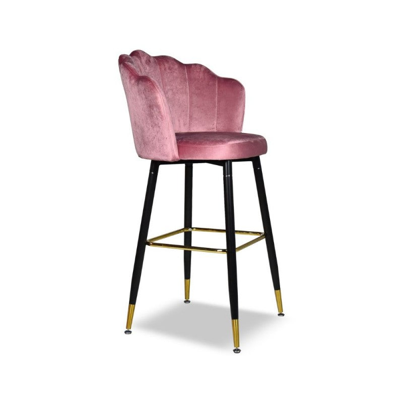 Sgabello in velluto con gambe nere e terminali dorati-Set 02 pezzi