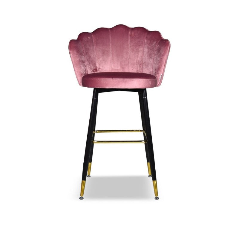 Sgabello in velluto con gambe nere e terminali dorati-Set 02 pezzi